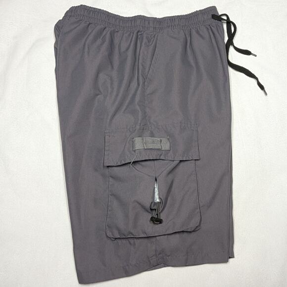 Men's Lightweight Cargo Shorts Grey Large Elastic Band - Picture 2 of 3